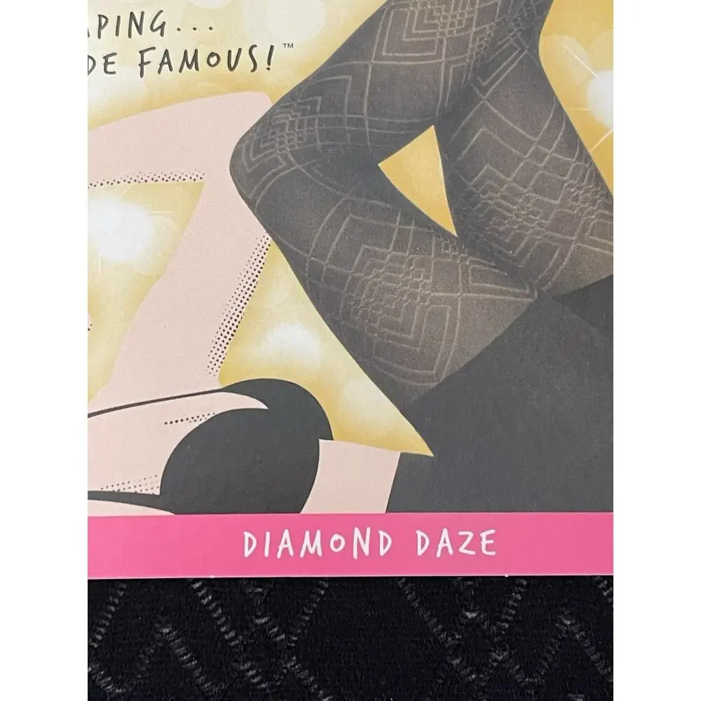Star Power by SPANX Center-Stage Shaping Tights Black Diamond Daze Size C NEW